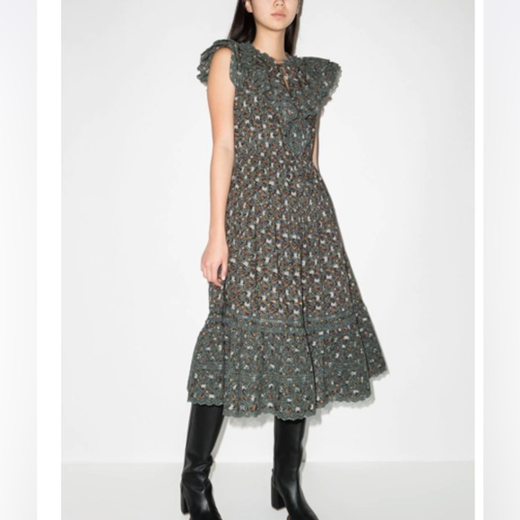 Ulla Johnson Floral Yvette Midi Dress Sz 6 - Picture 3 of 4